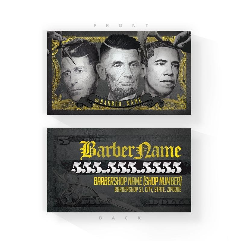 Gold Presidential Barber Business Cards (2x3.5 inches)