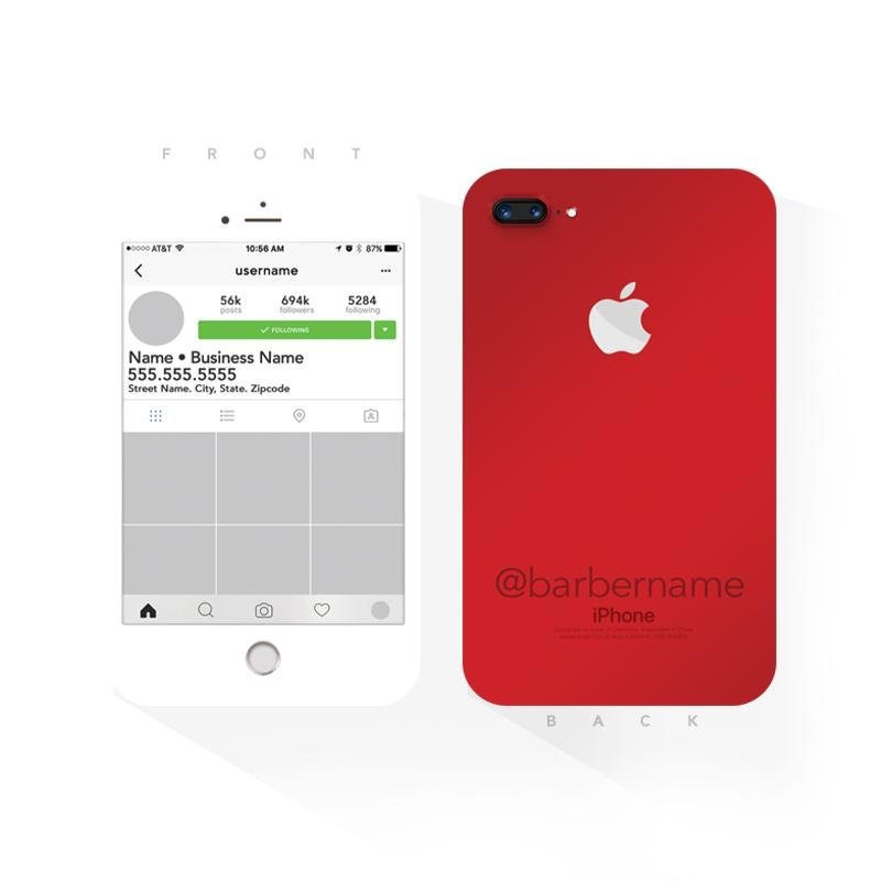 (red) Instagram White iPhone Barber Business Cards (2x3.5 inches) - Illuzien