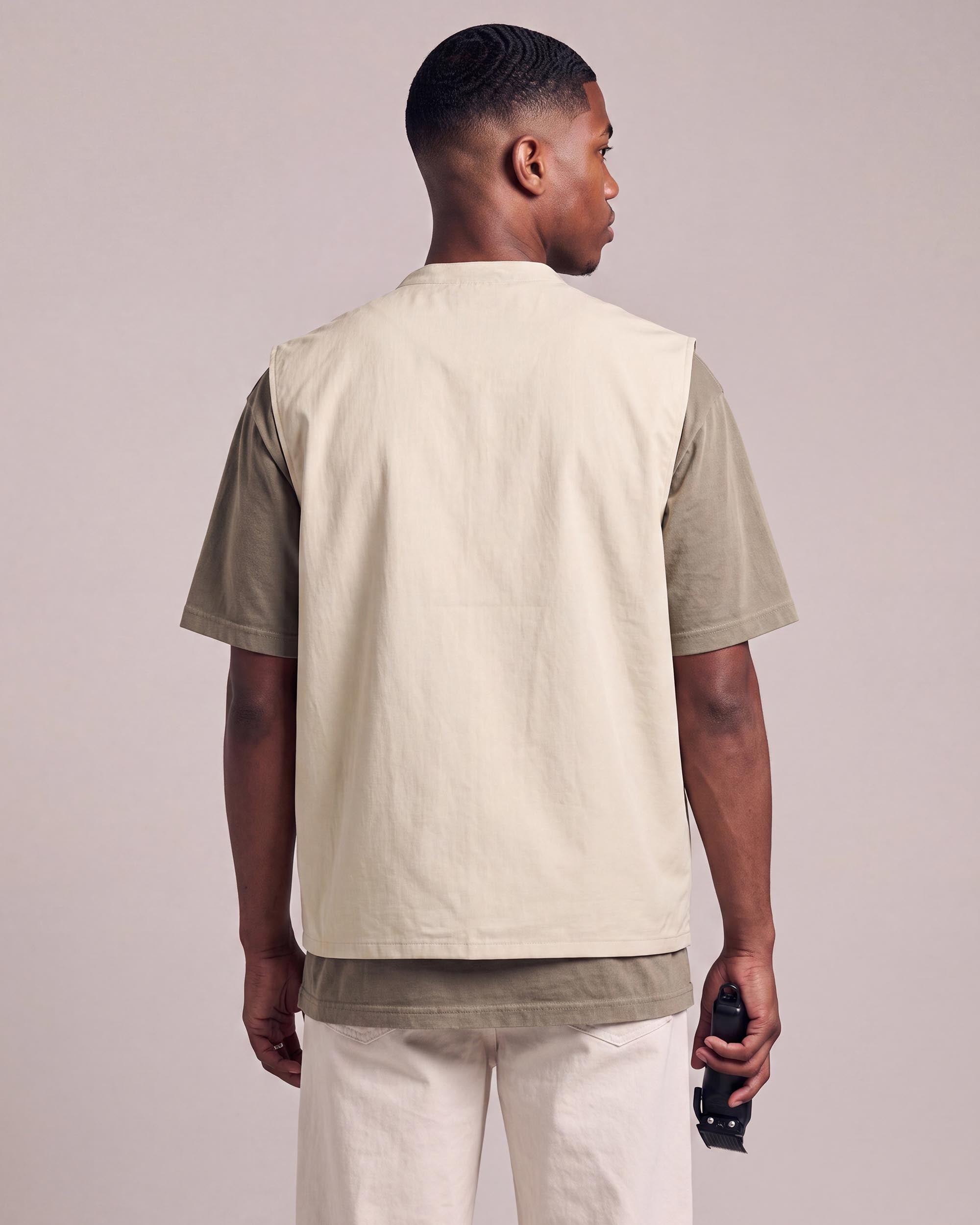 Sail Sleeveless Barber Jacket - back view