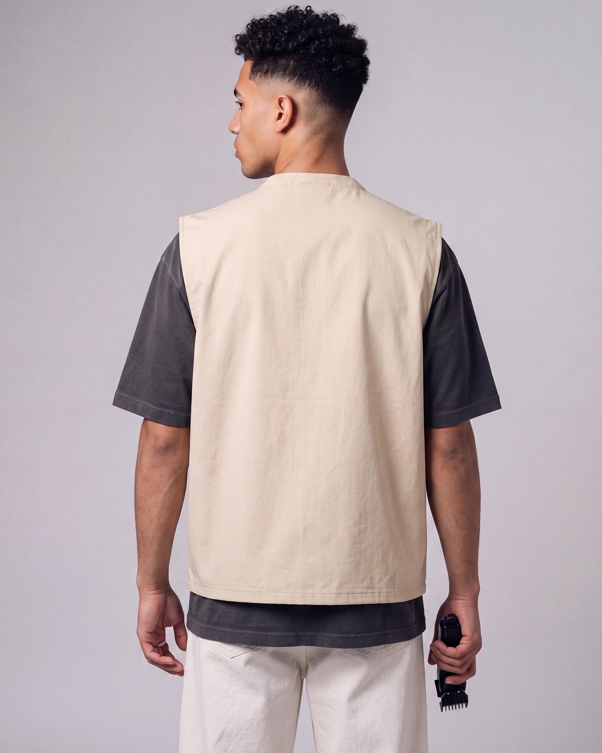 Pure Sleeveless Barber Jacket - back view