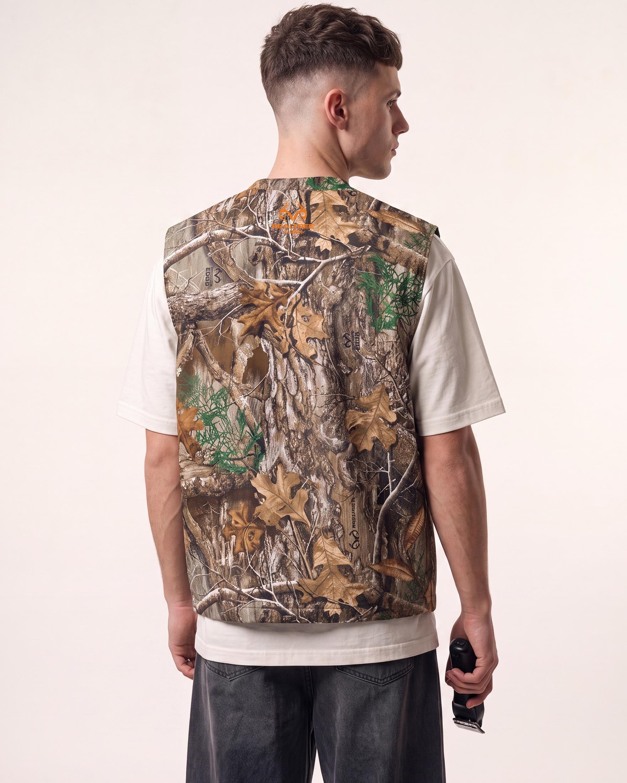 Realtree EDGE Camo Sleeveless Barber Jacket - back view