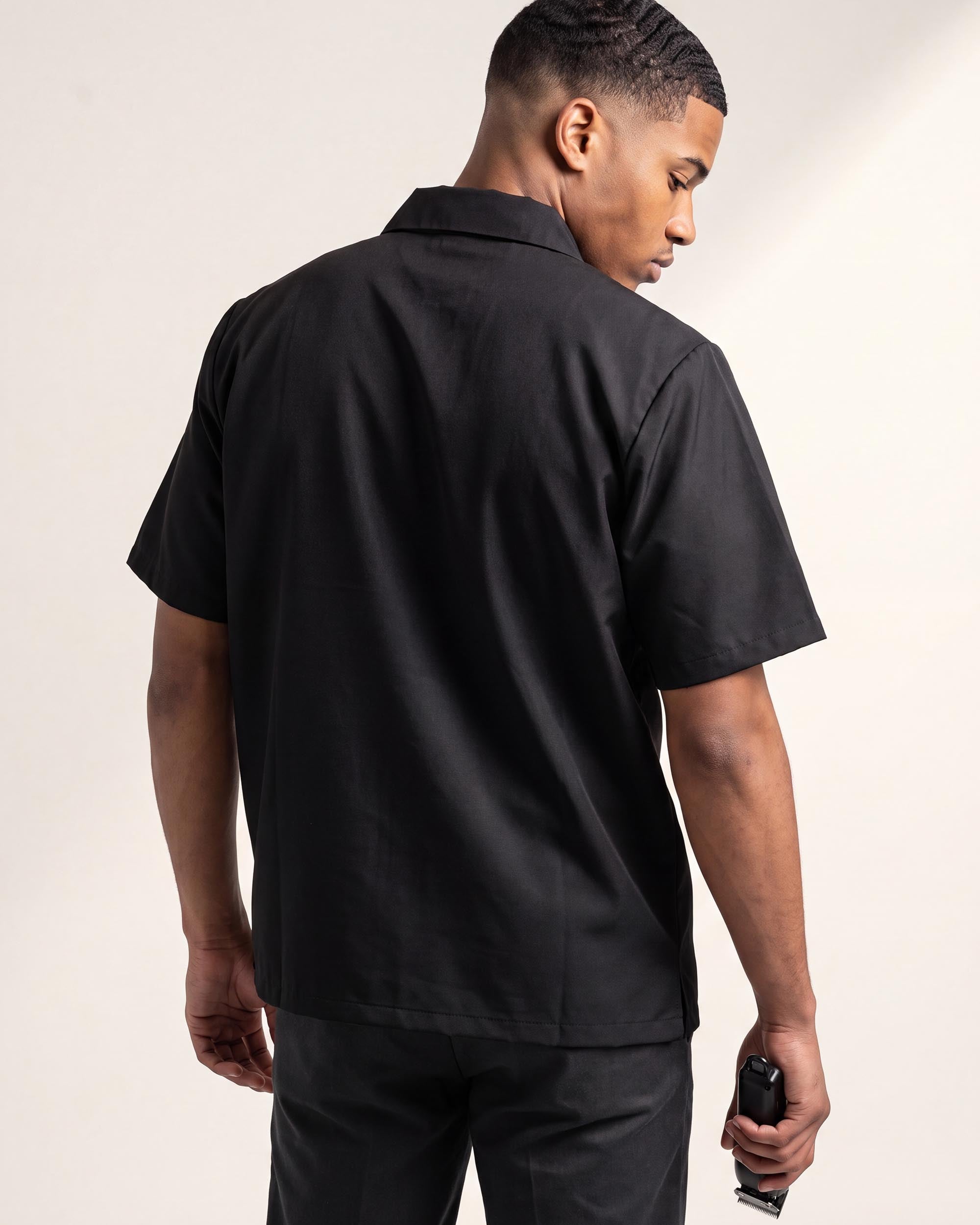 Black Traditional Barber Jacket - back view