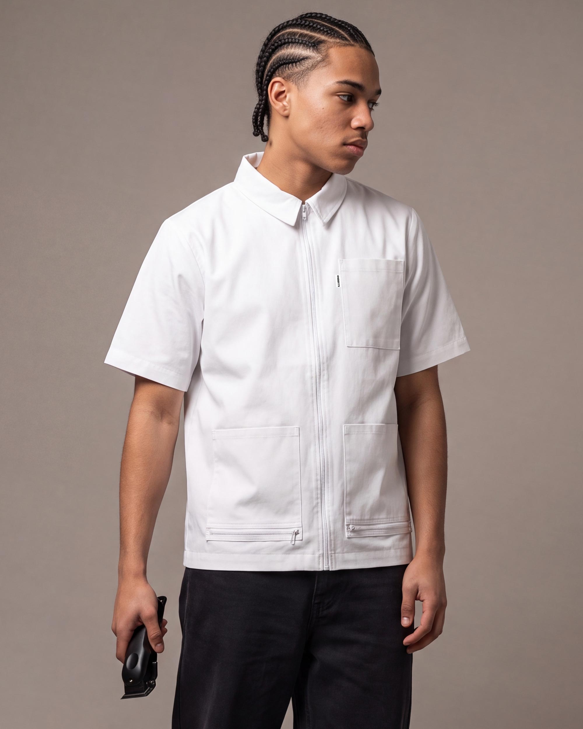 White Traditional Barber Jacket