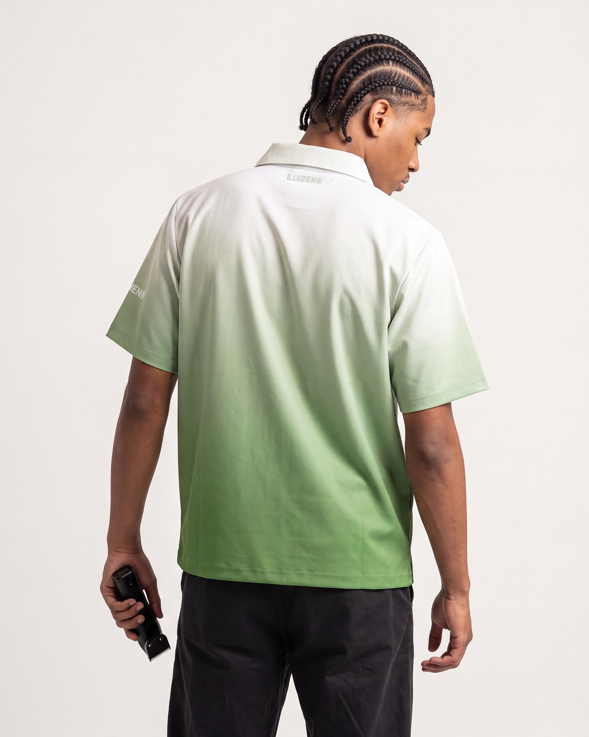 Matcha Gradient Traditional Barber Jacket - back view