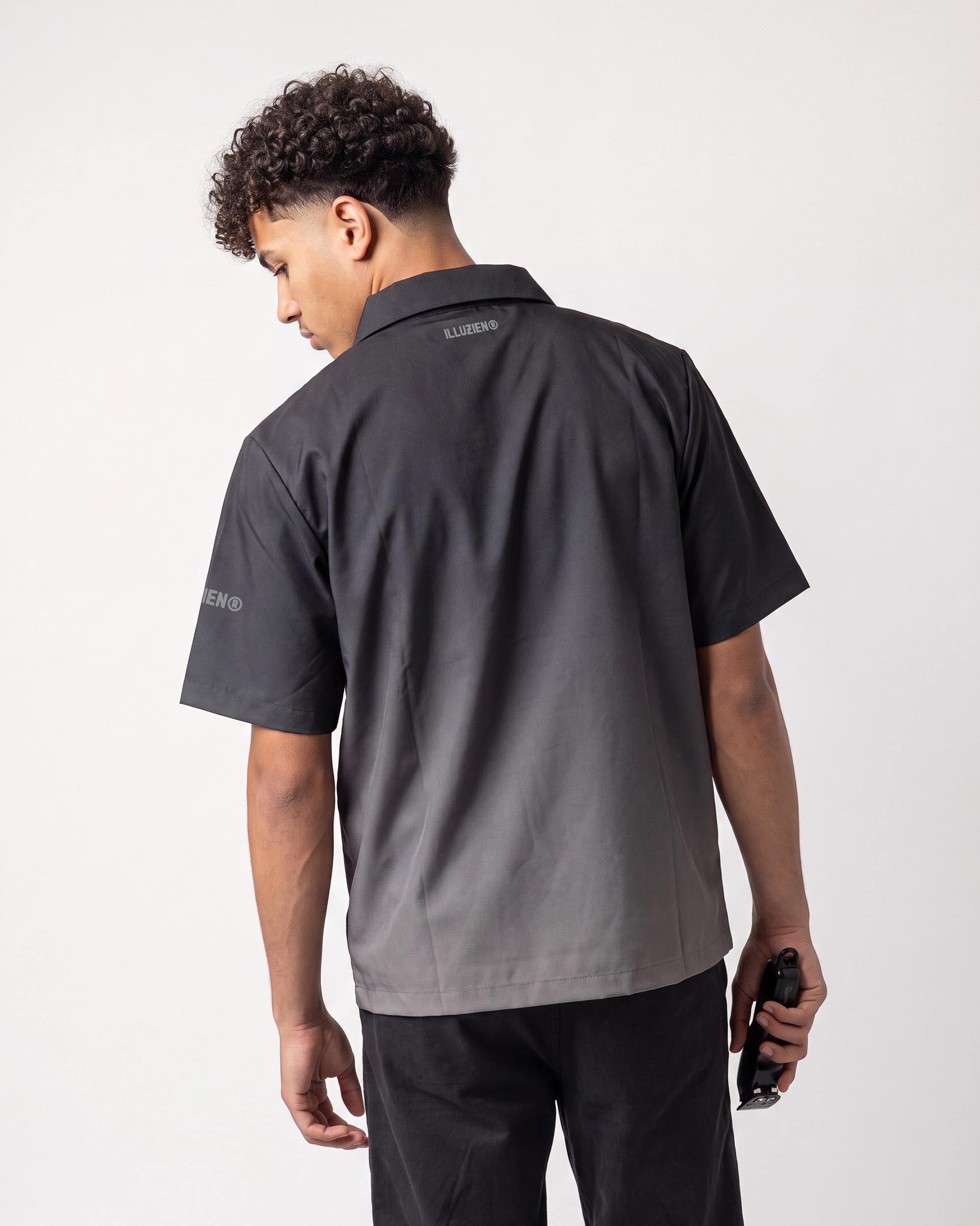 Carbon Gradient Traditional Barber Jacket - back view