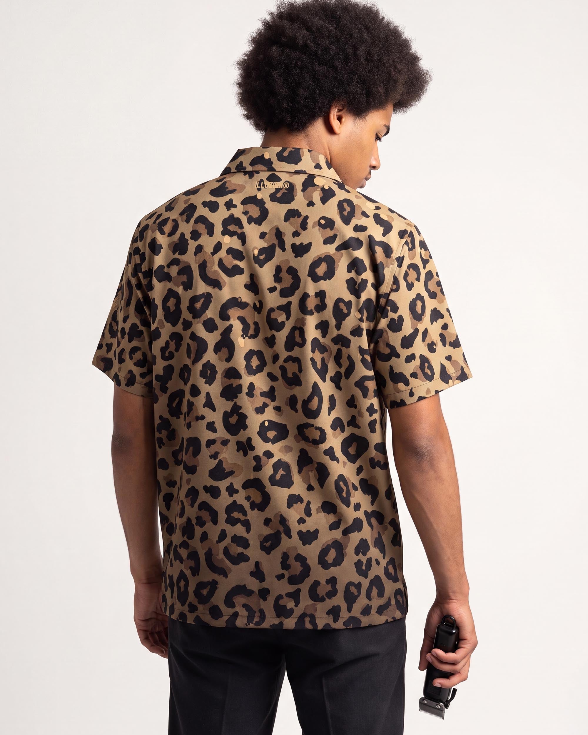 Leopard Traditional Barber Jacket - back view