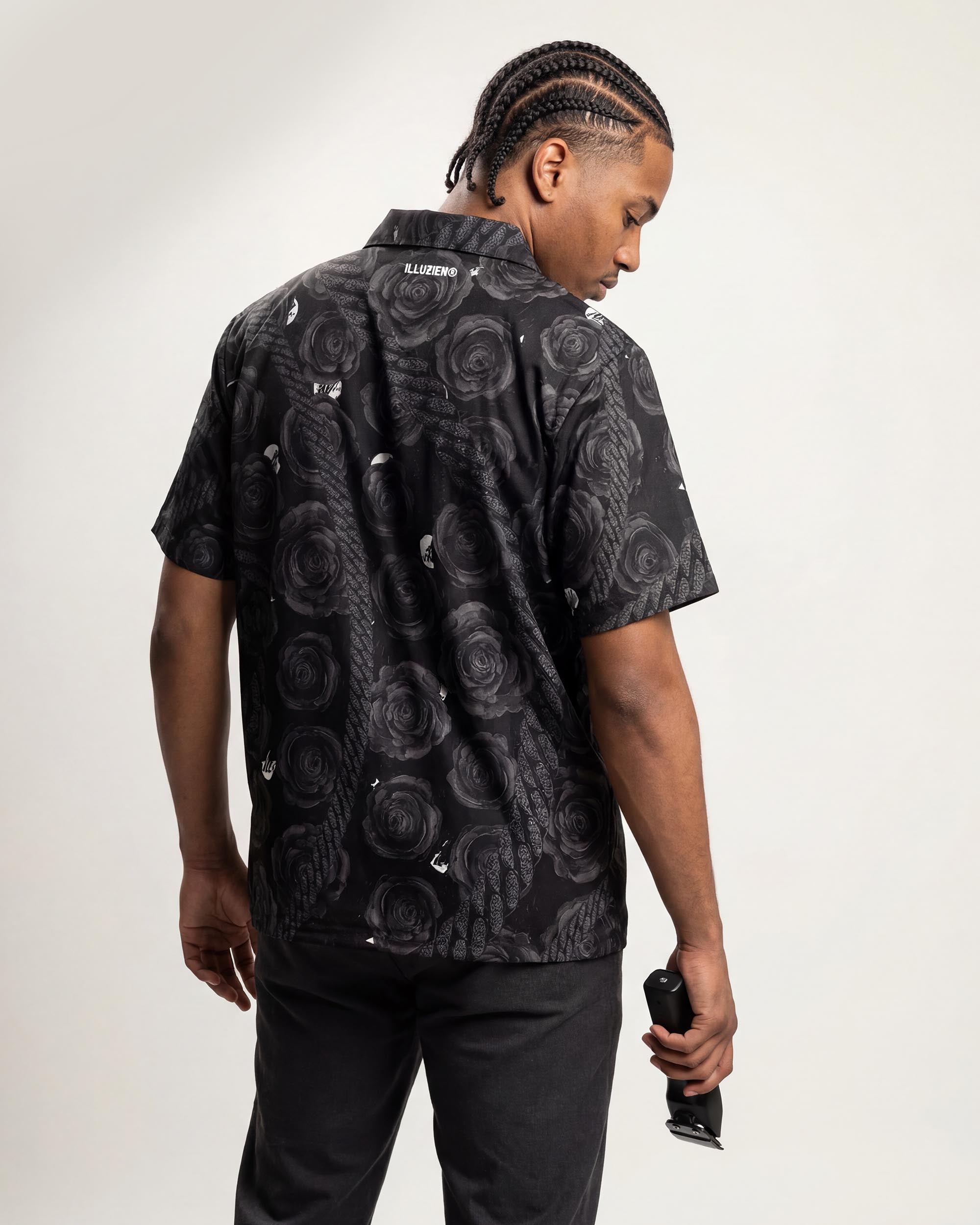 Dead Roses Blackout Traditional Barber Jacket - back view