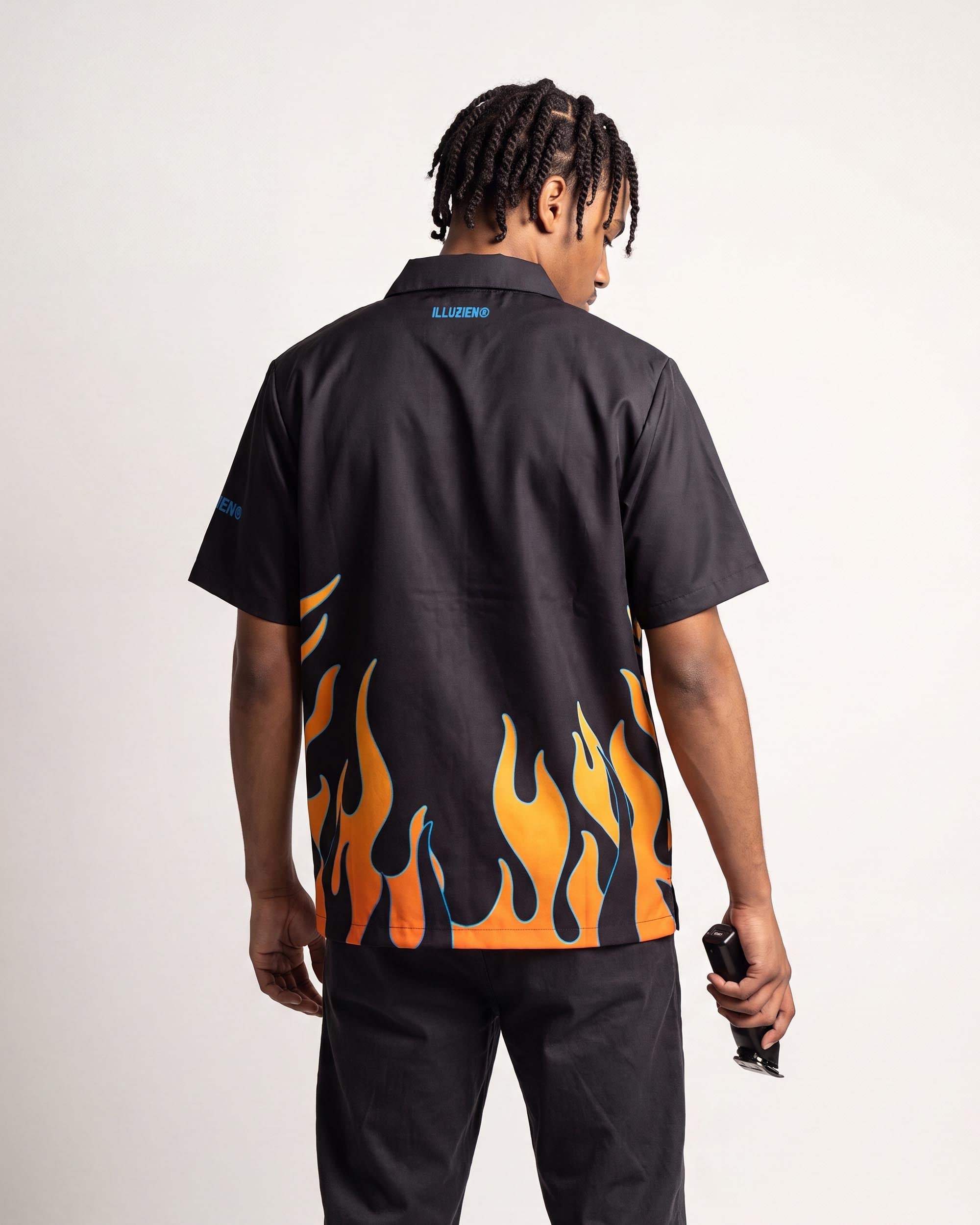 Vintage Flames Traditional Barber Jacket - back view