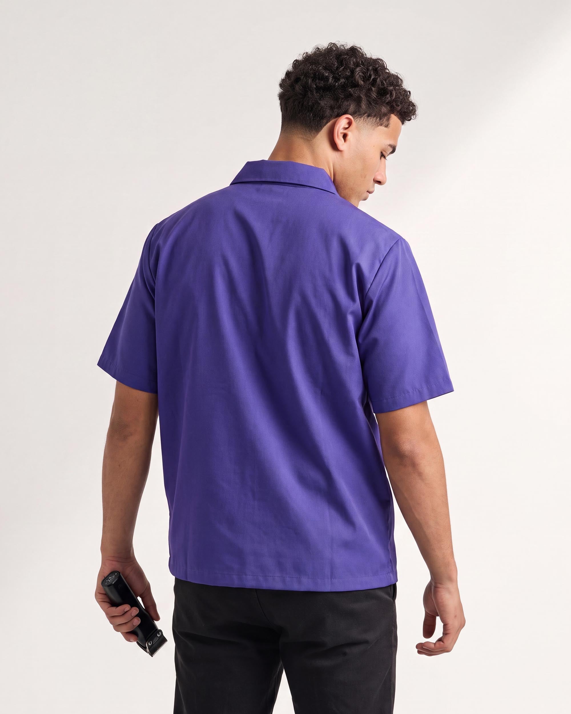 Purple Traditional Barber Jacket - back view