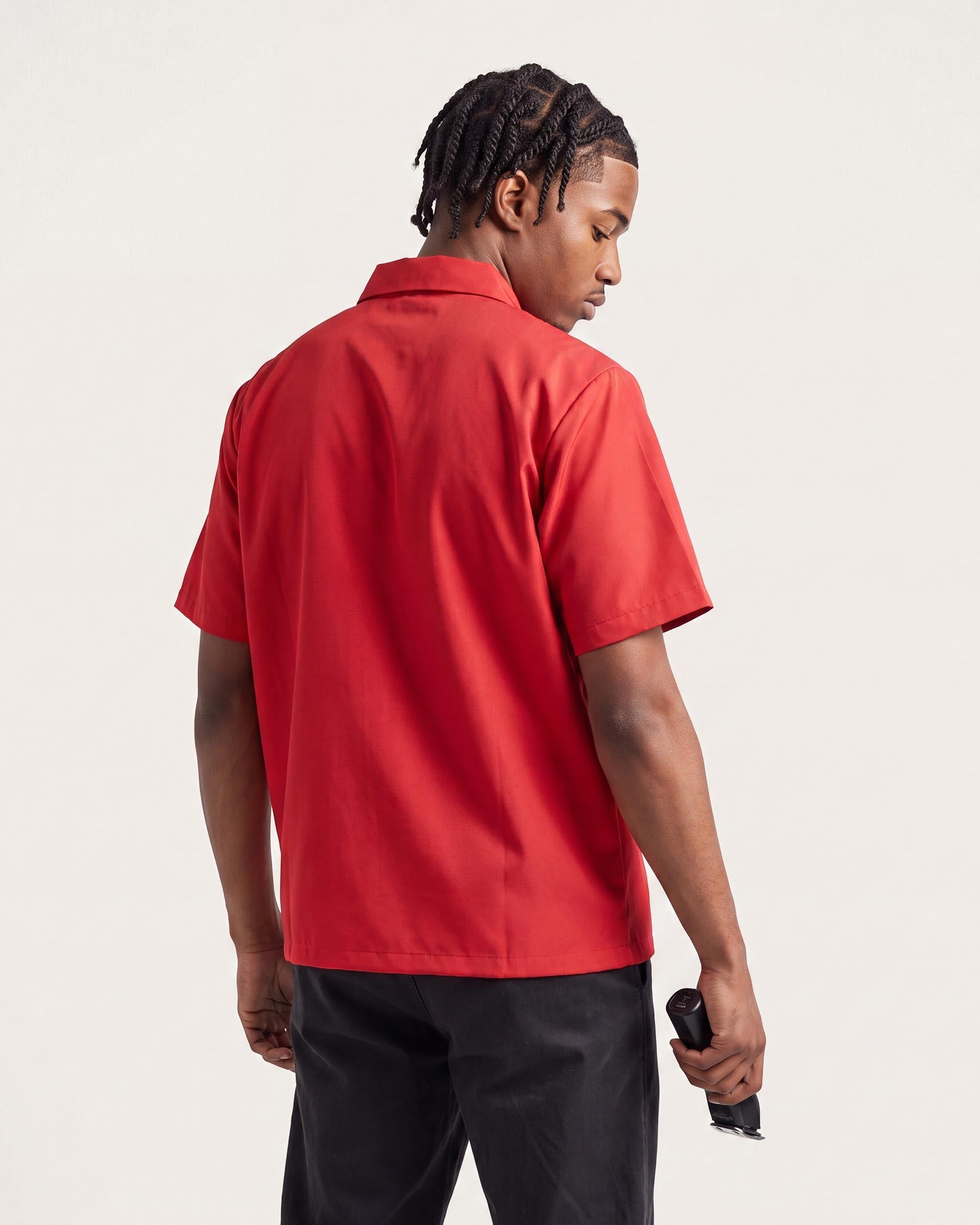 Power Red Traditional Barber Jacket - back view