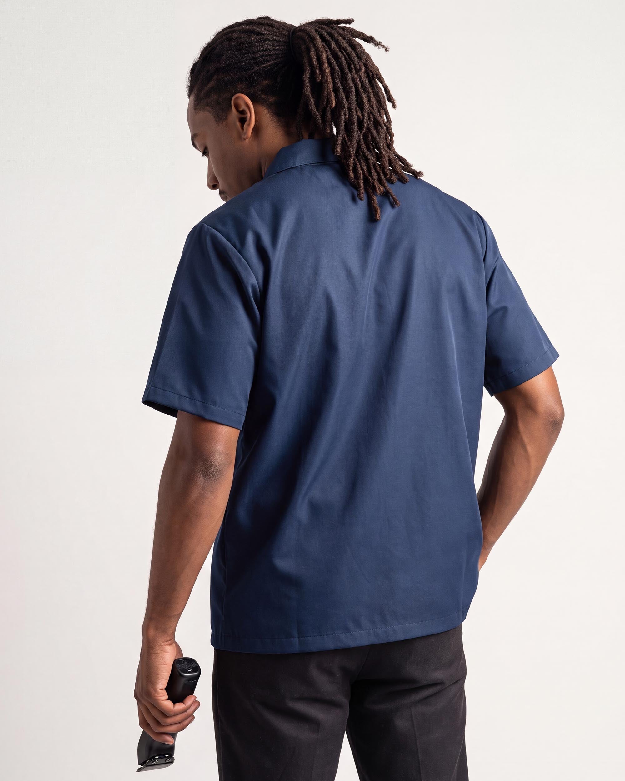 Midnight Blue Traditional Barber Jacket - back view