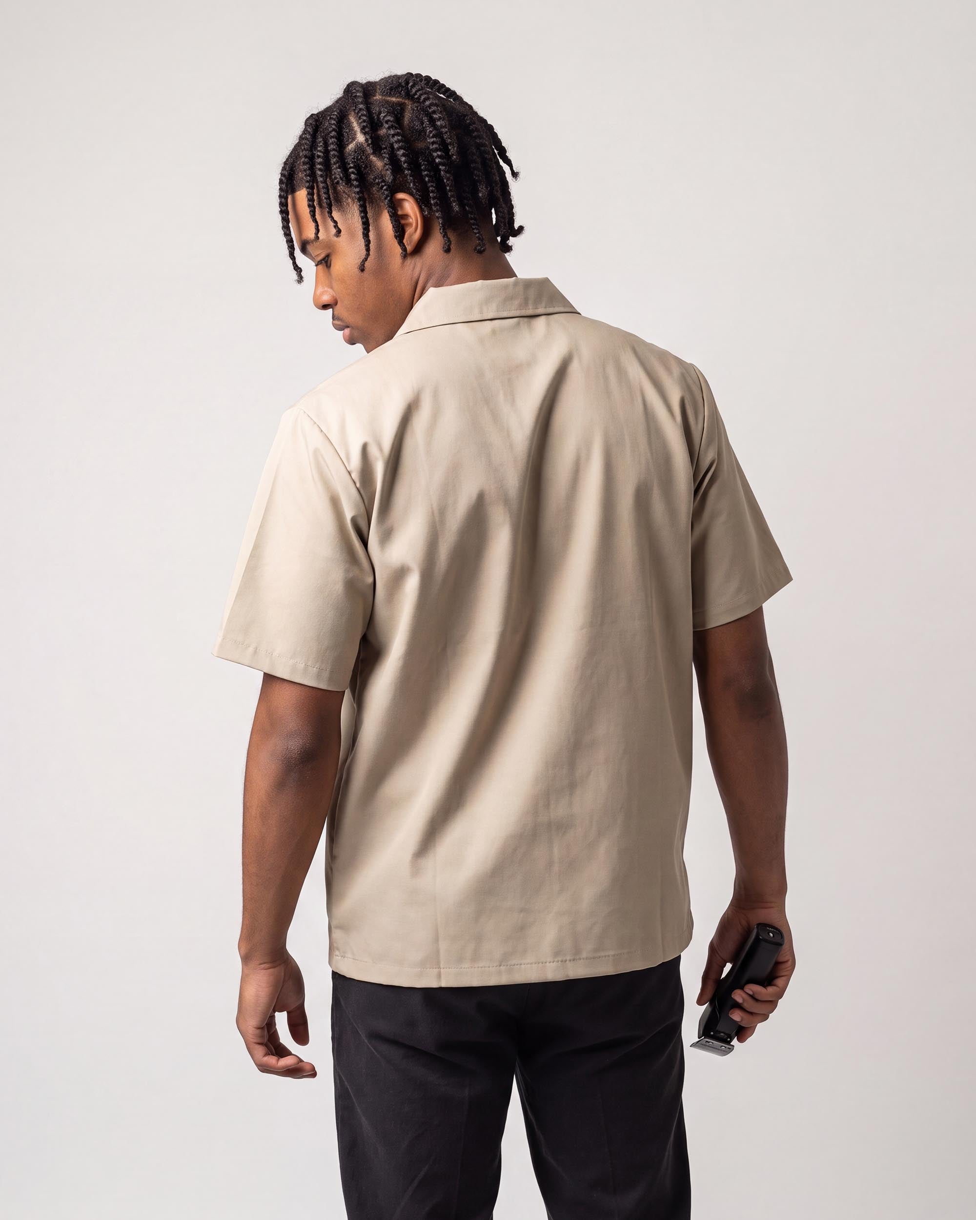 Sand Traditional Barber Jacket - back view