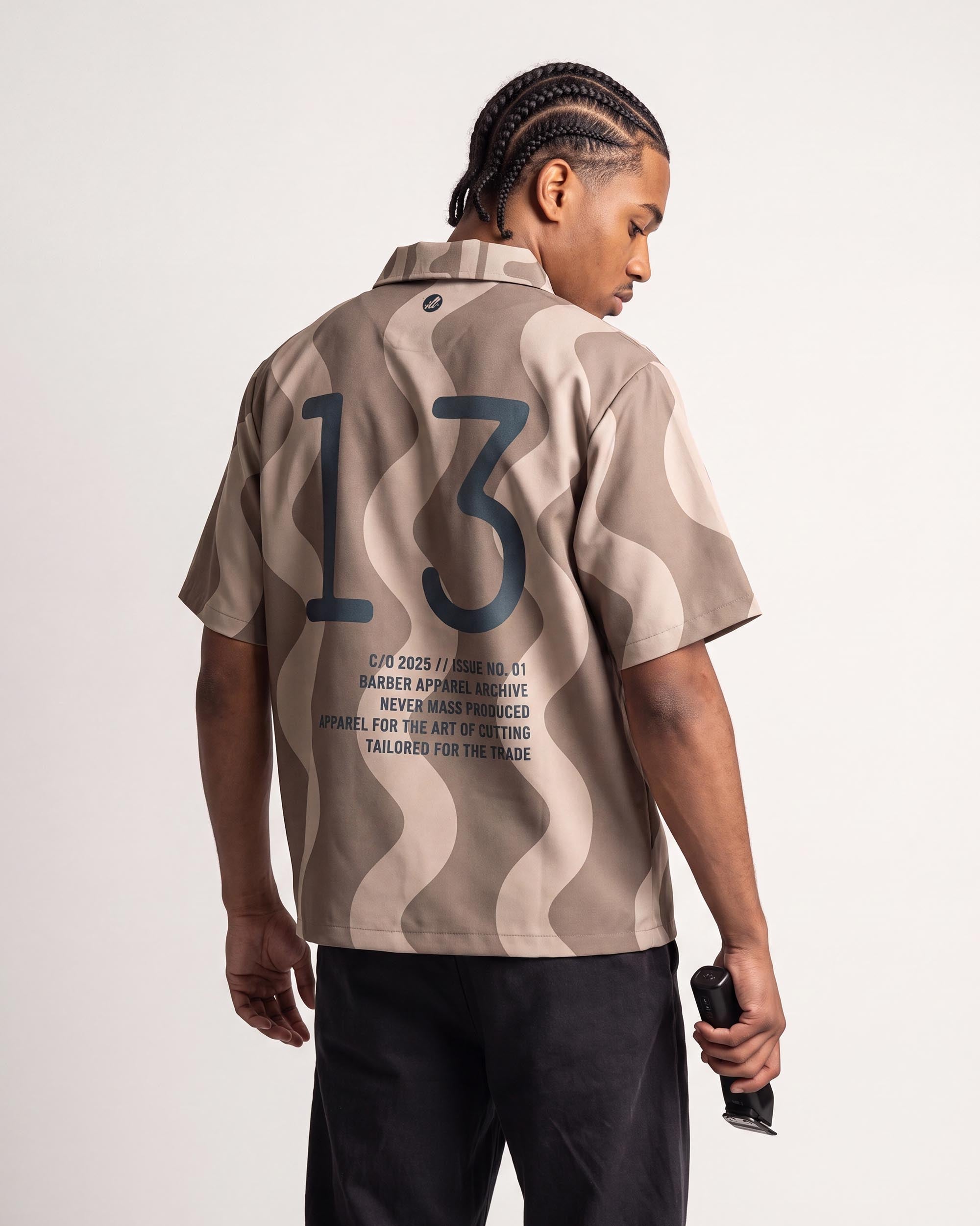 Brown/Sand SQG Traditional Barber Jacket - back view