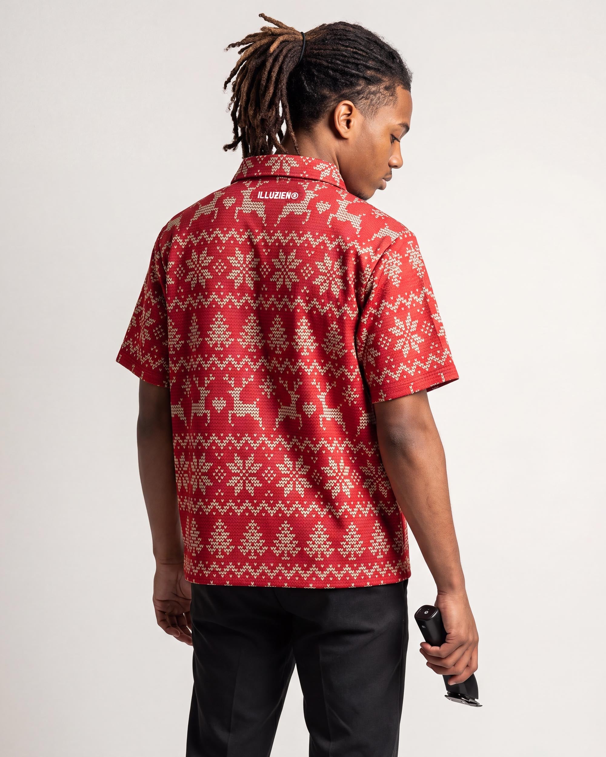 Ugly Sweater Traditional Barber Jacket - back view