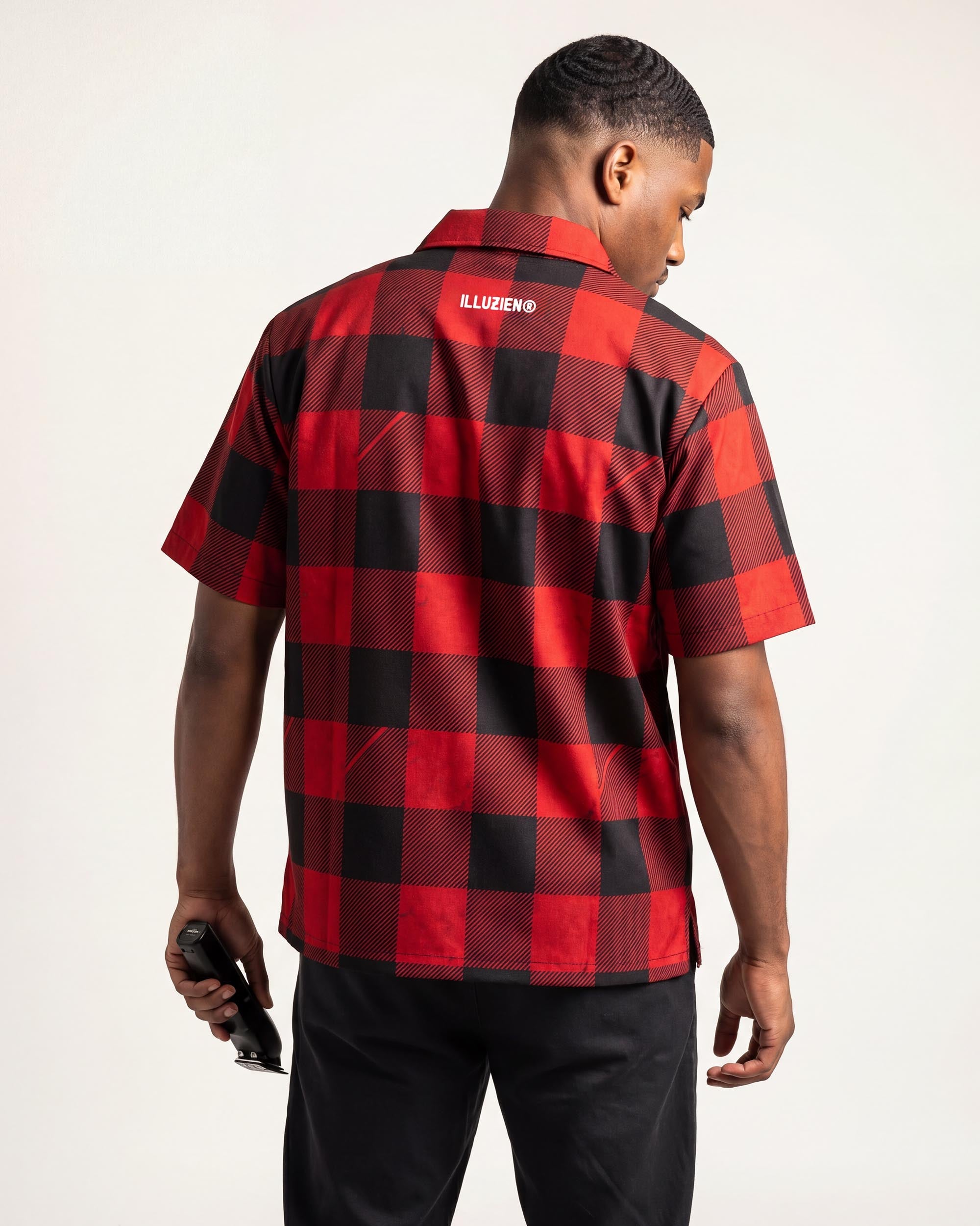 Flannel Traditional Barber Jacket - back view
