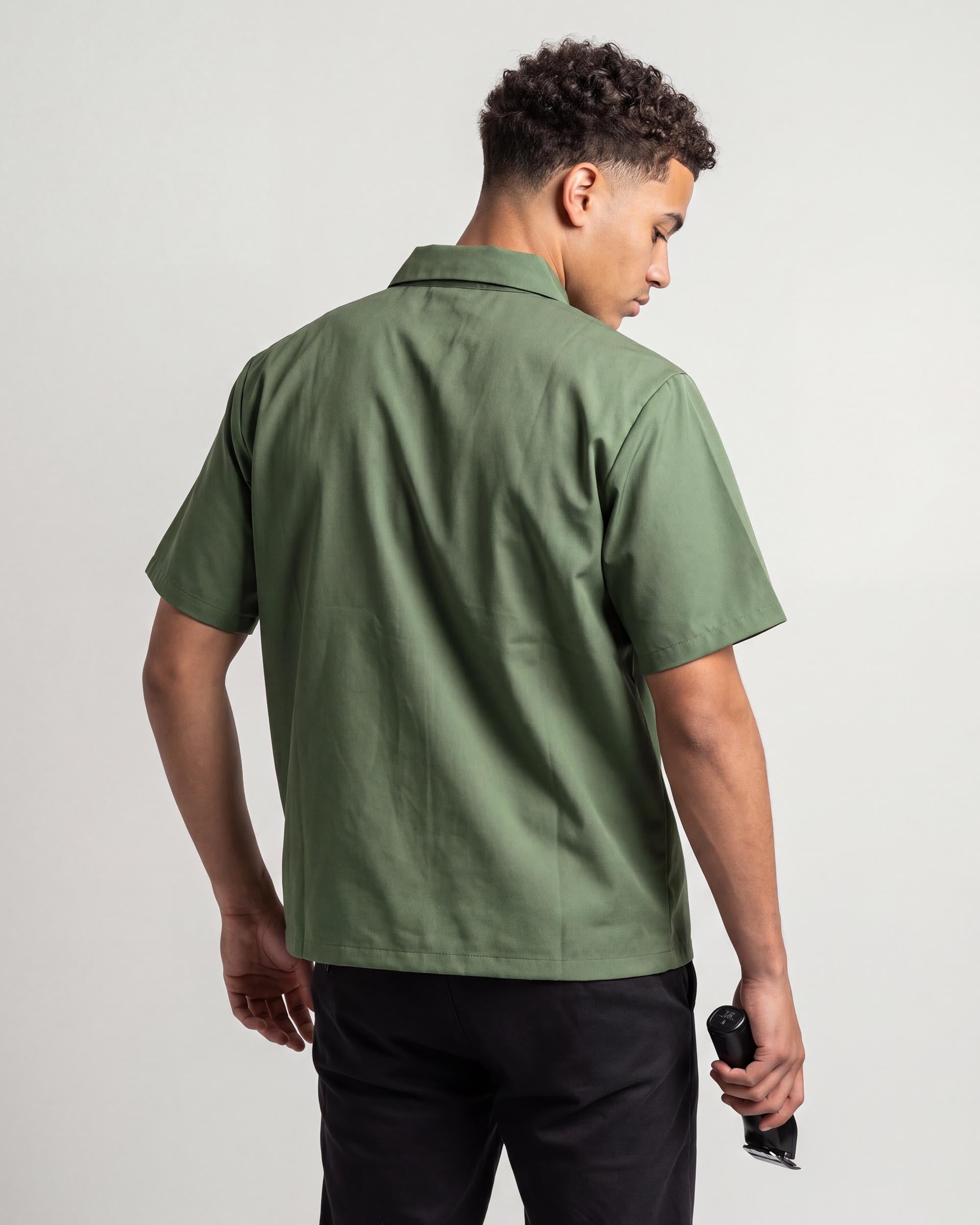 Moss Traditional Barber Jacket - back view
