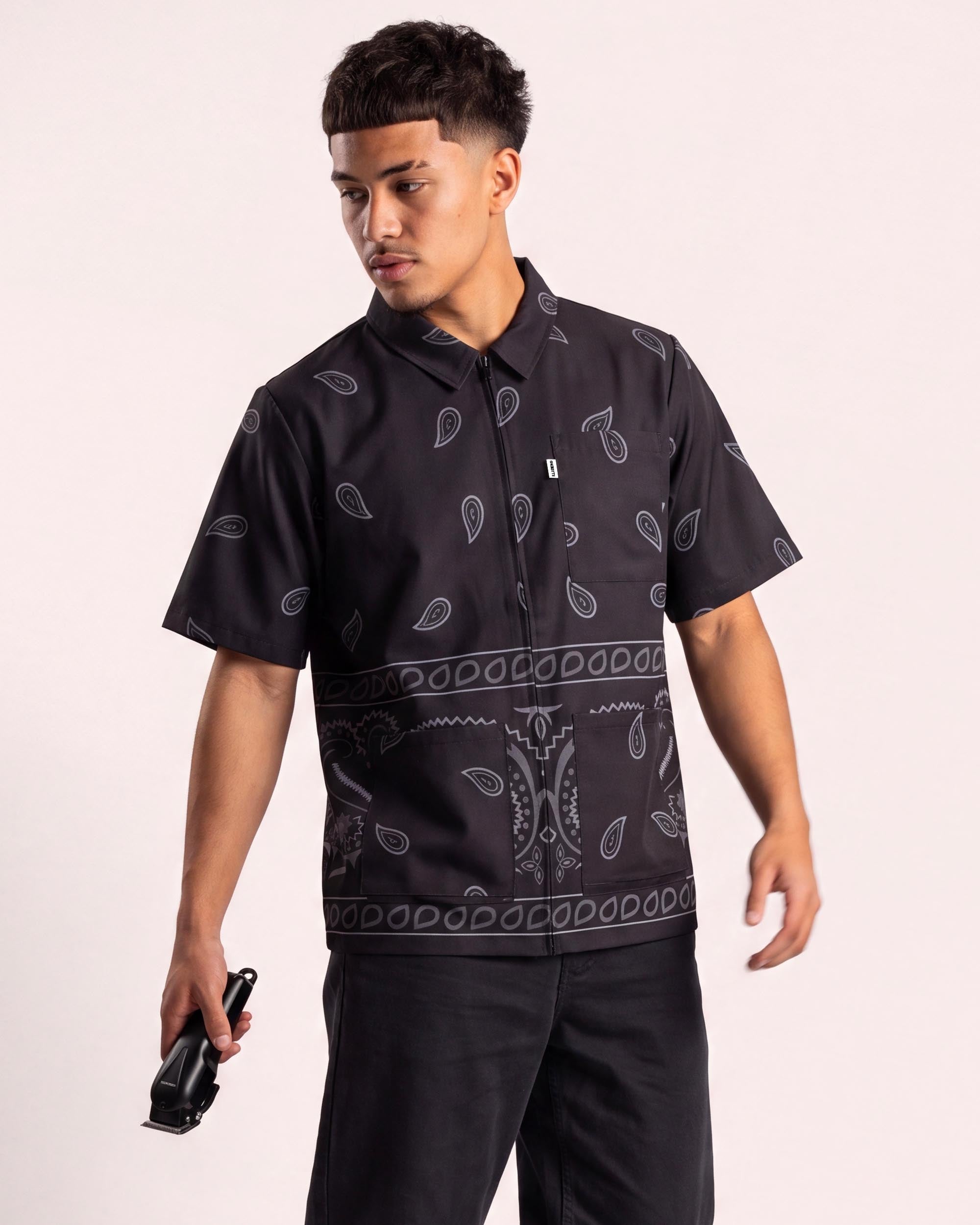 Black Bandana v2 Traditional Barber Jacket – Illuzien