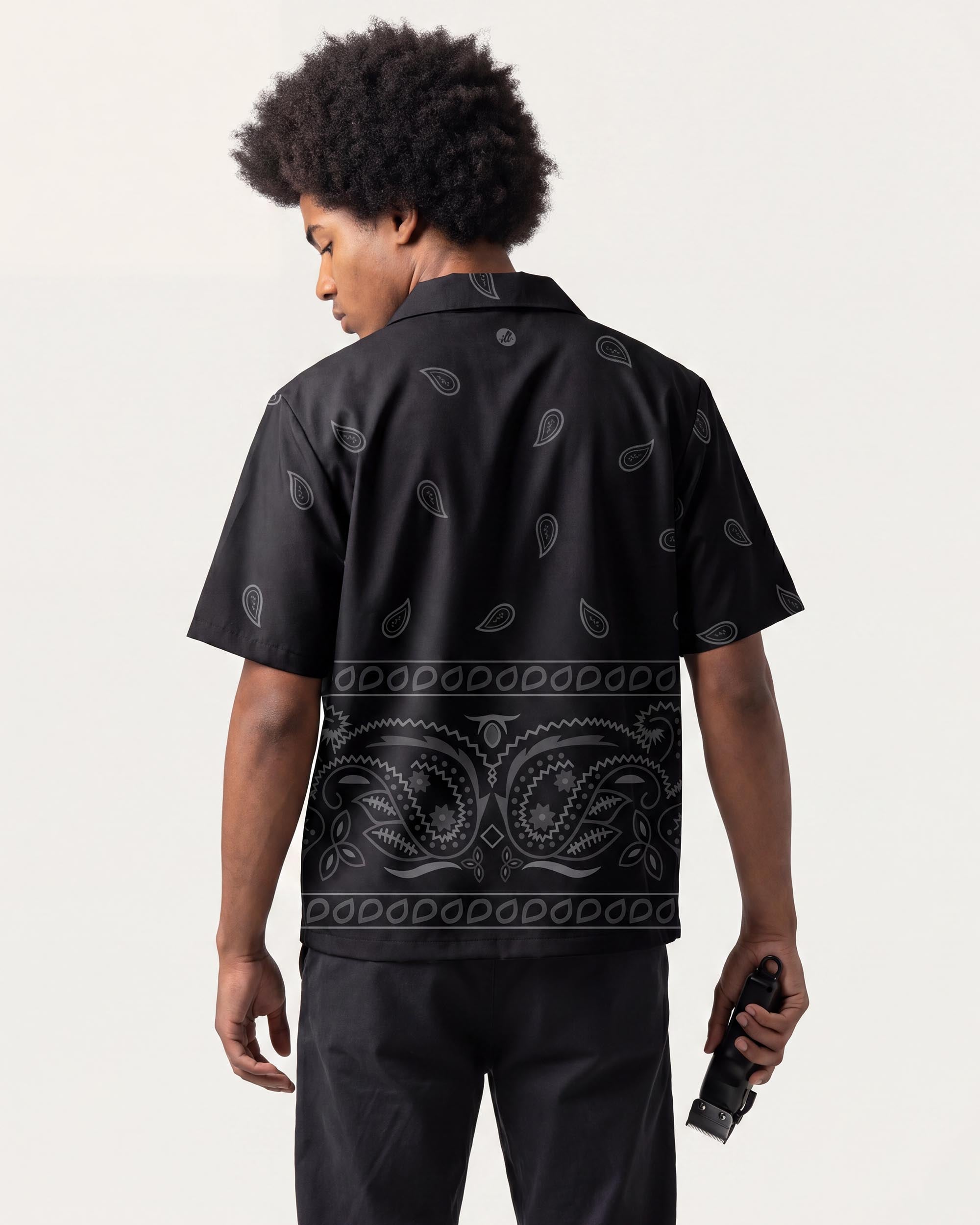 Black Bandana v2 Traditional Barber Jacket - back view