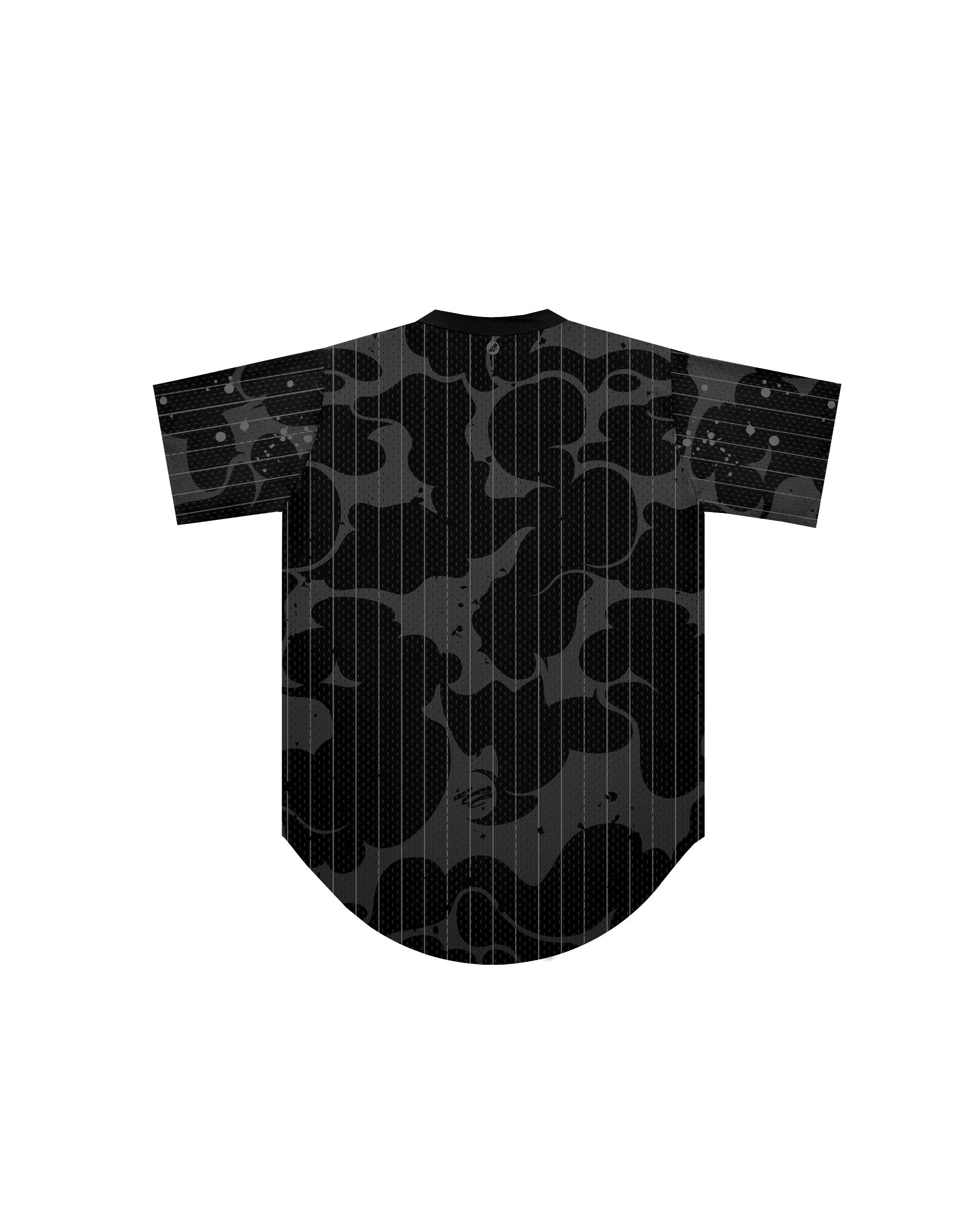 Black Camo Pinstripe Scoop Bottom Barber Smock-thumbmail-2