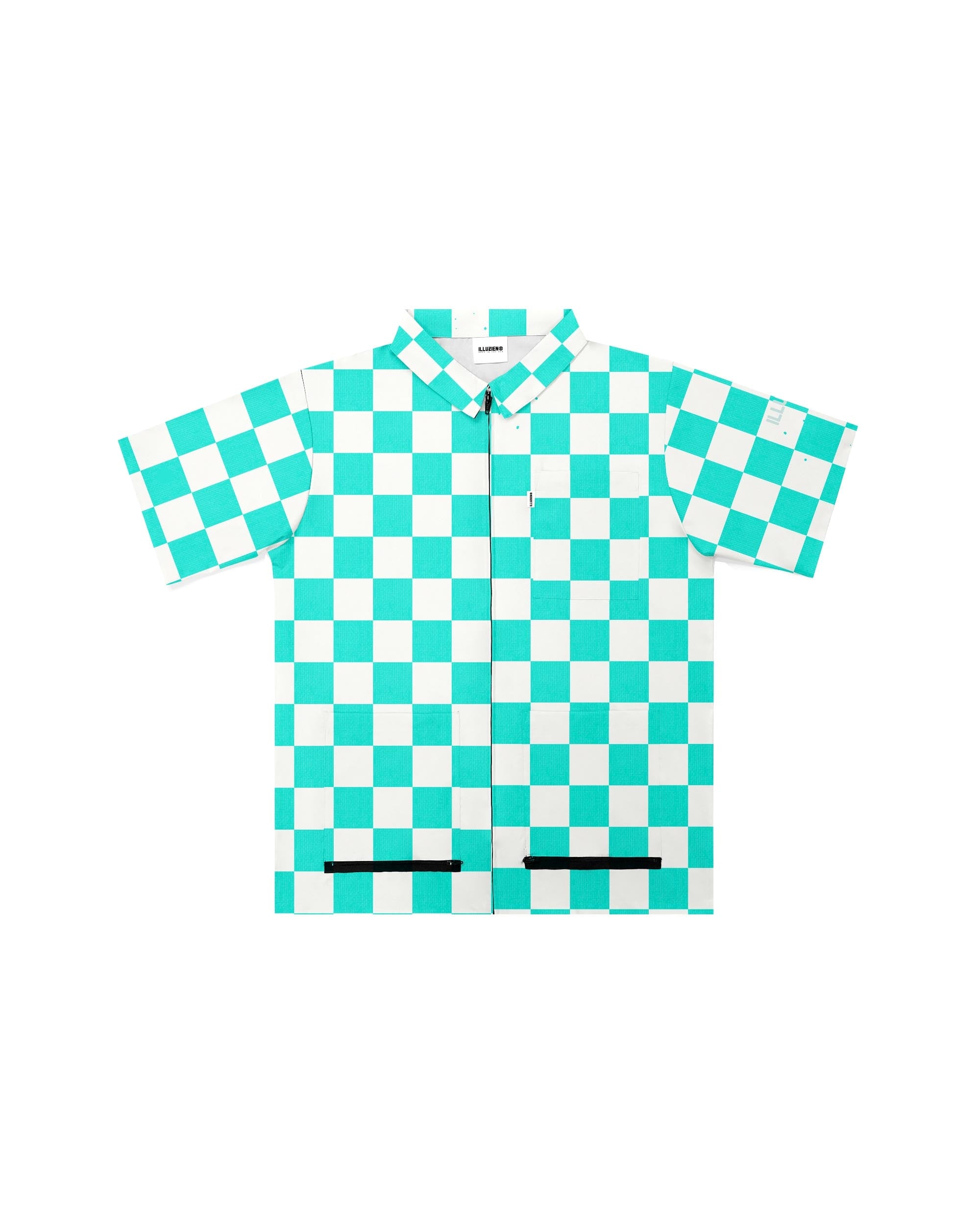 Aquamarine Checker Traditional Barber Jacket