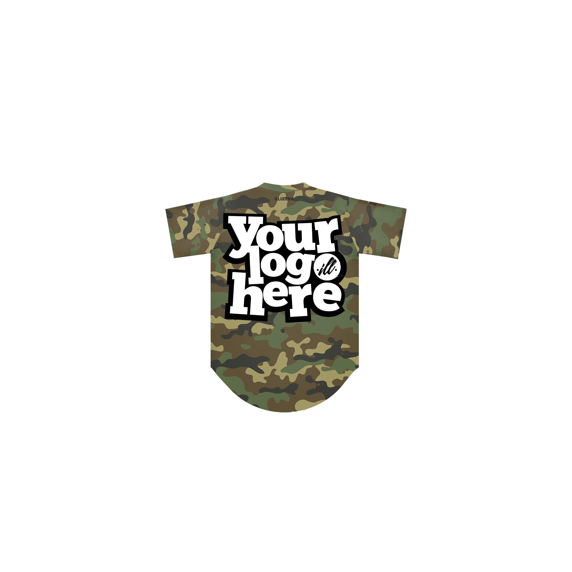 CUSTOM Woodland Camo Scoop Bottom Barber Smock-thumbmail-3