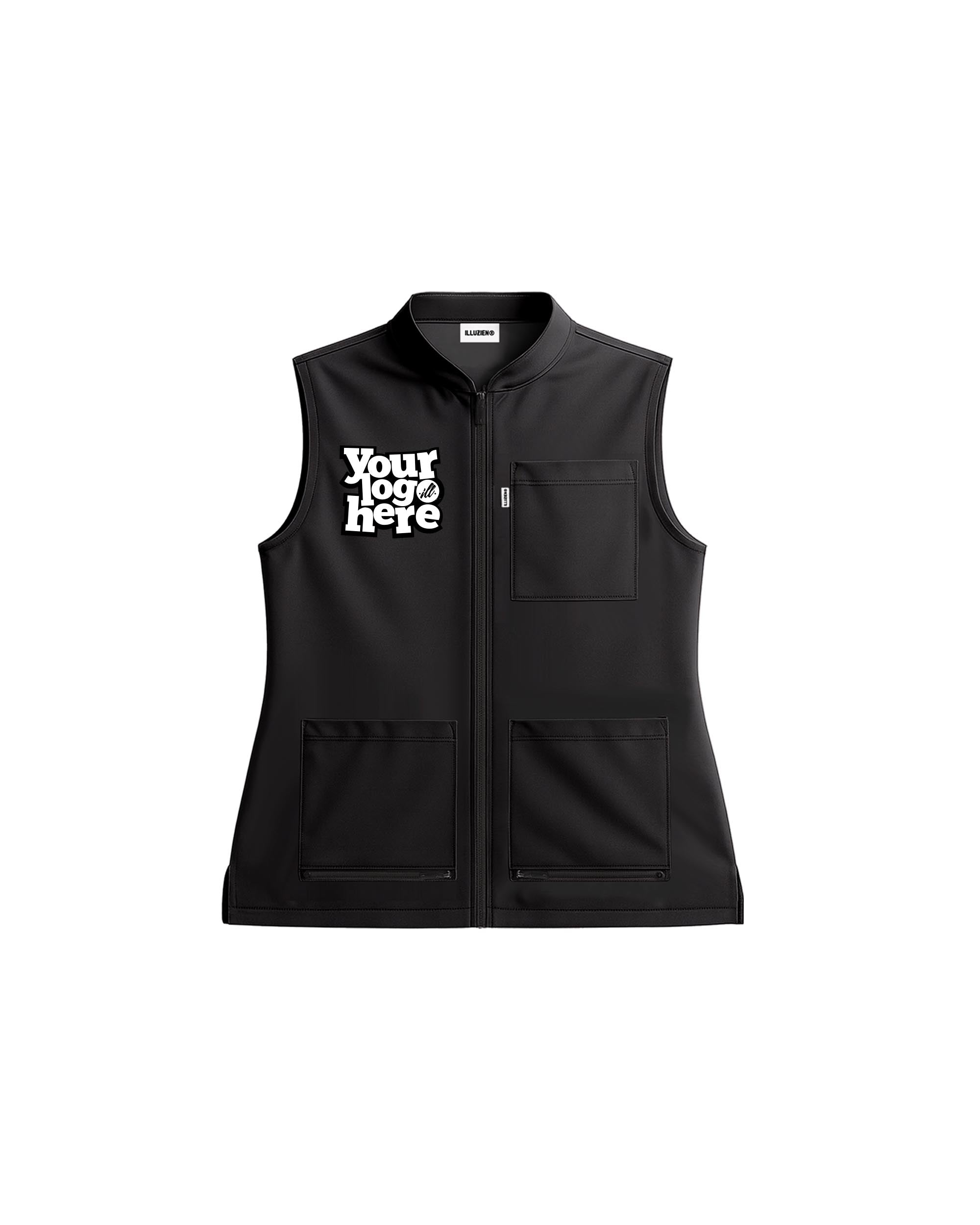 CUSTOM Women's Solid Color Sleeveless Barber Jacket-thumbmail-2