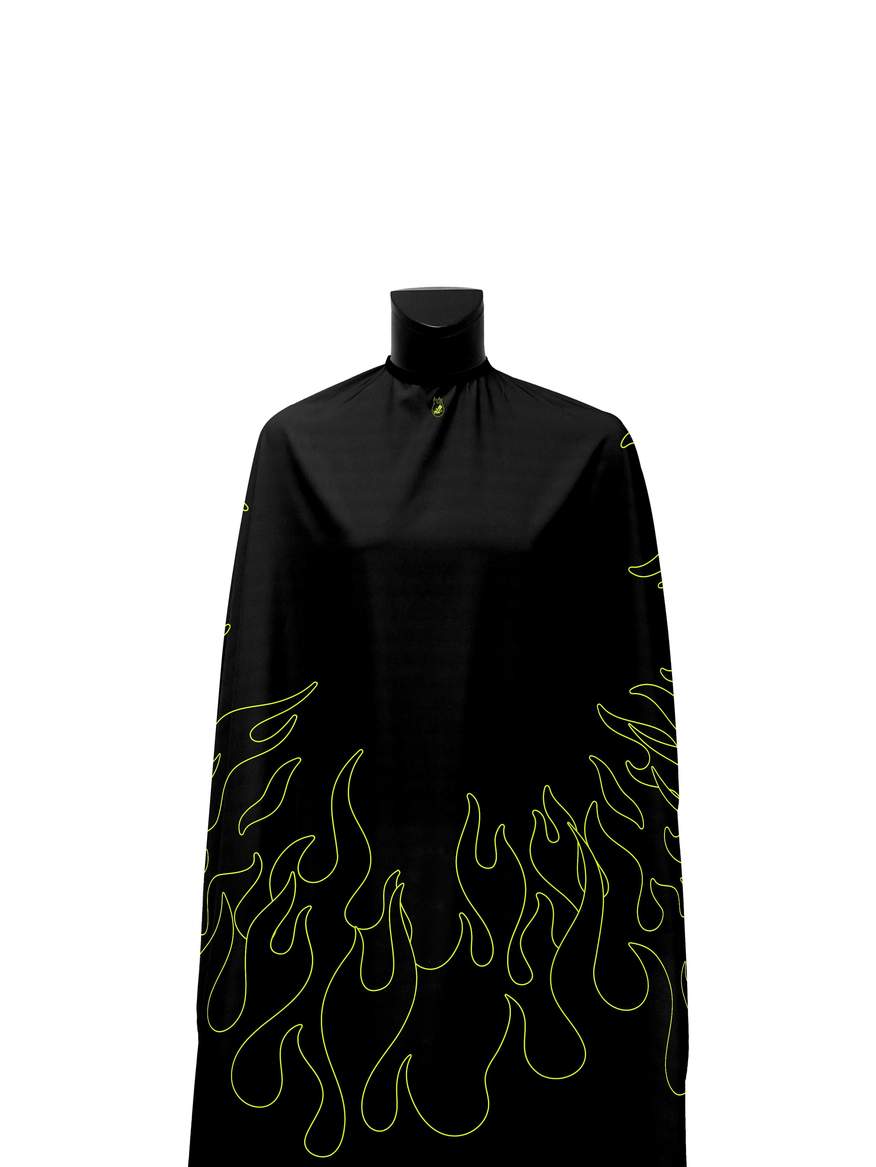 Black/Volt Outline Flames PRO Cape-thumbmail-2
