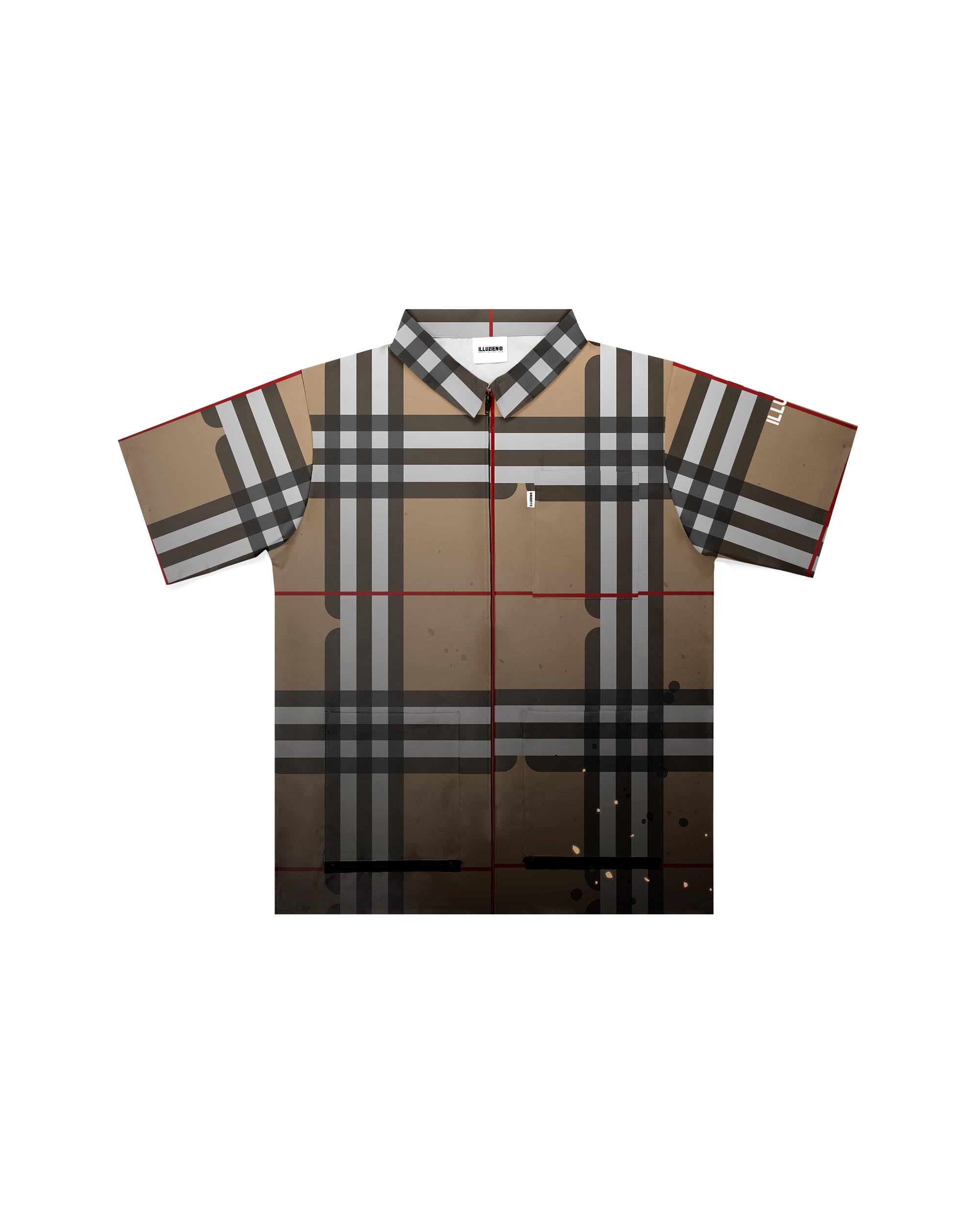 Tan Plaid Traditional Barber Jacket