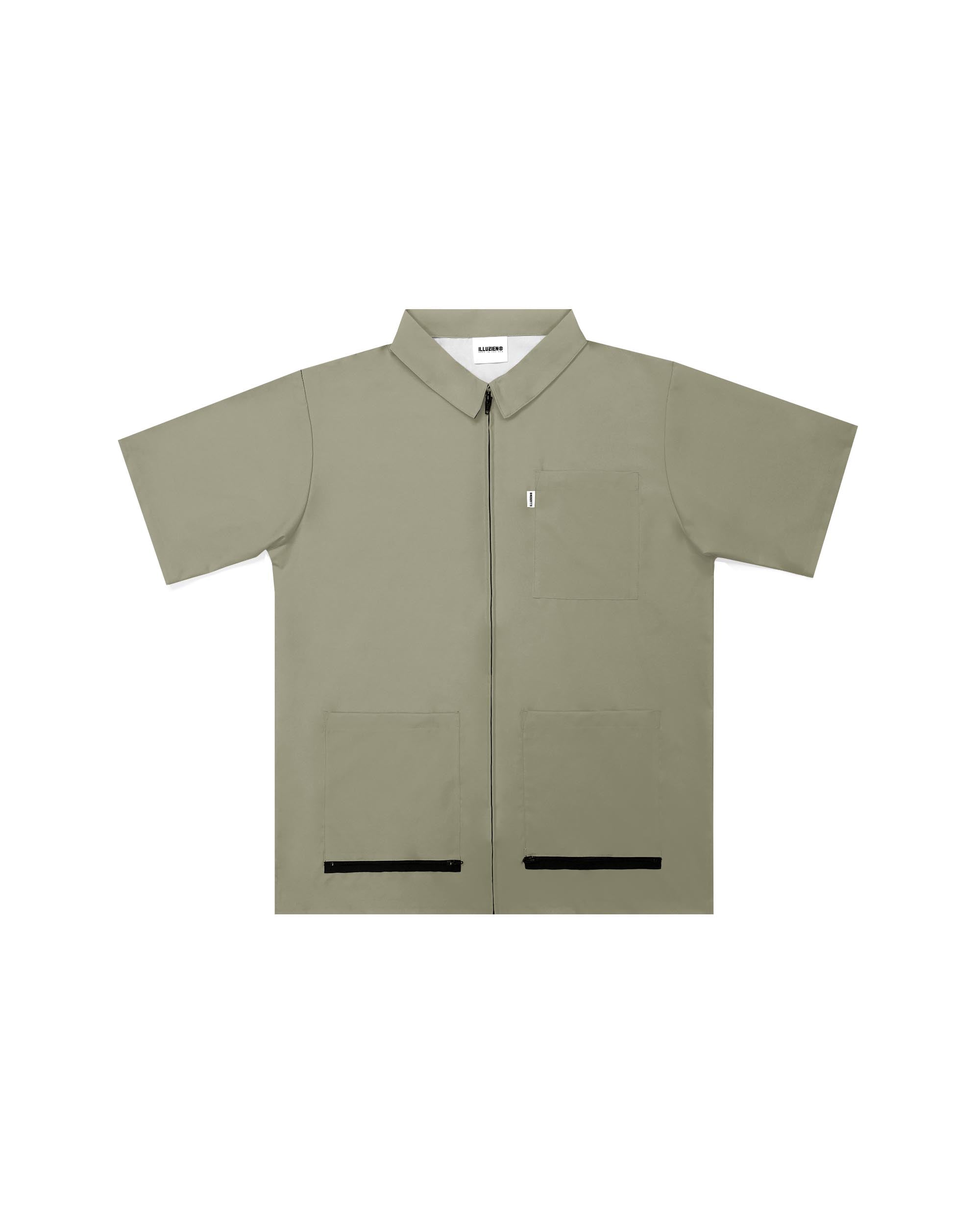 Light Olive Traditional Barber Jacket - Illuzien