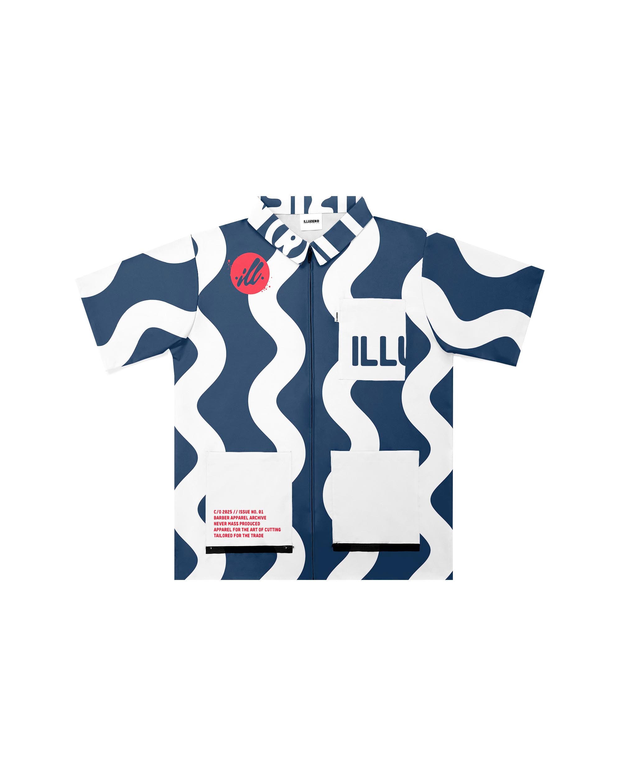 Blue/White SQG Traditional Barber Jacket