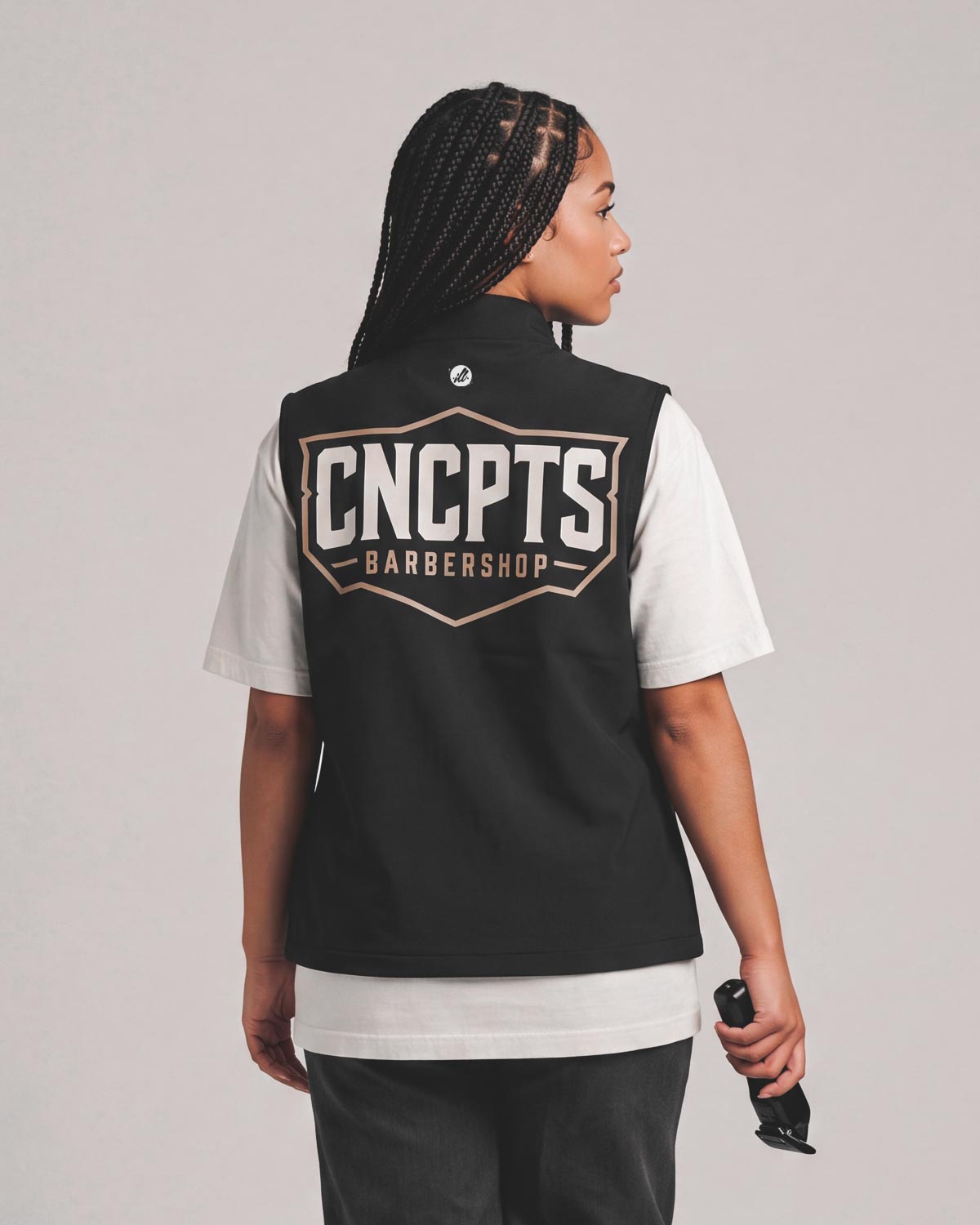 CUSTOM Women's Solid Color Sleeveless Barber Jacket