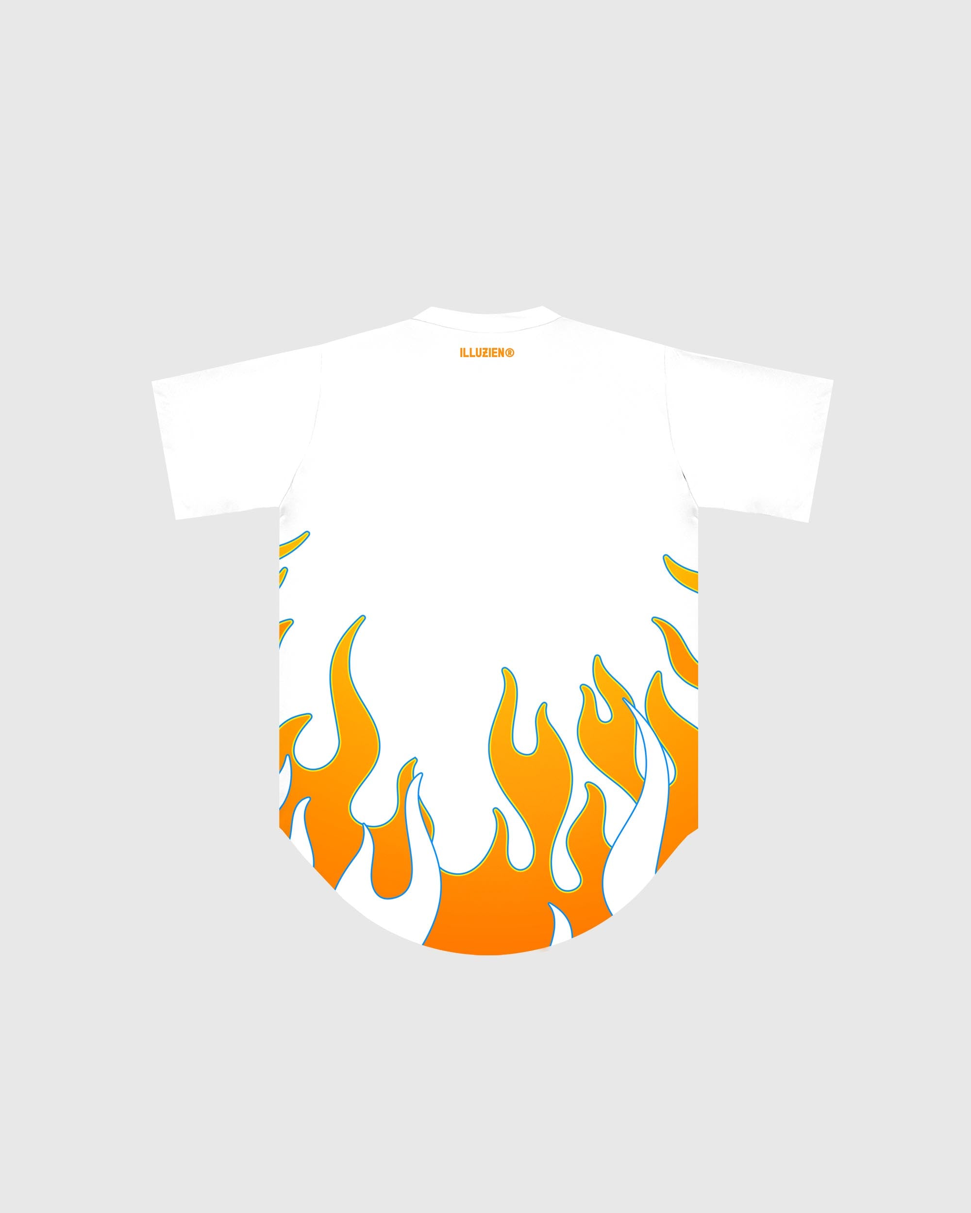 White Vintage Flames Scoop Bottom Barber Smock-thumbmail-2