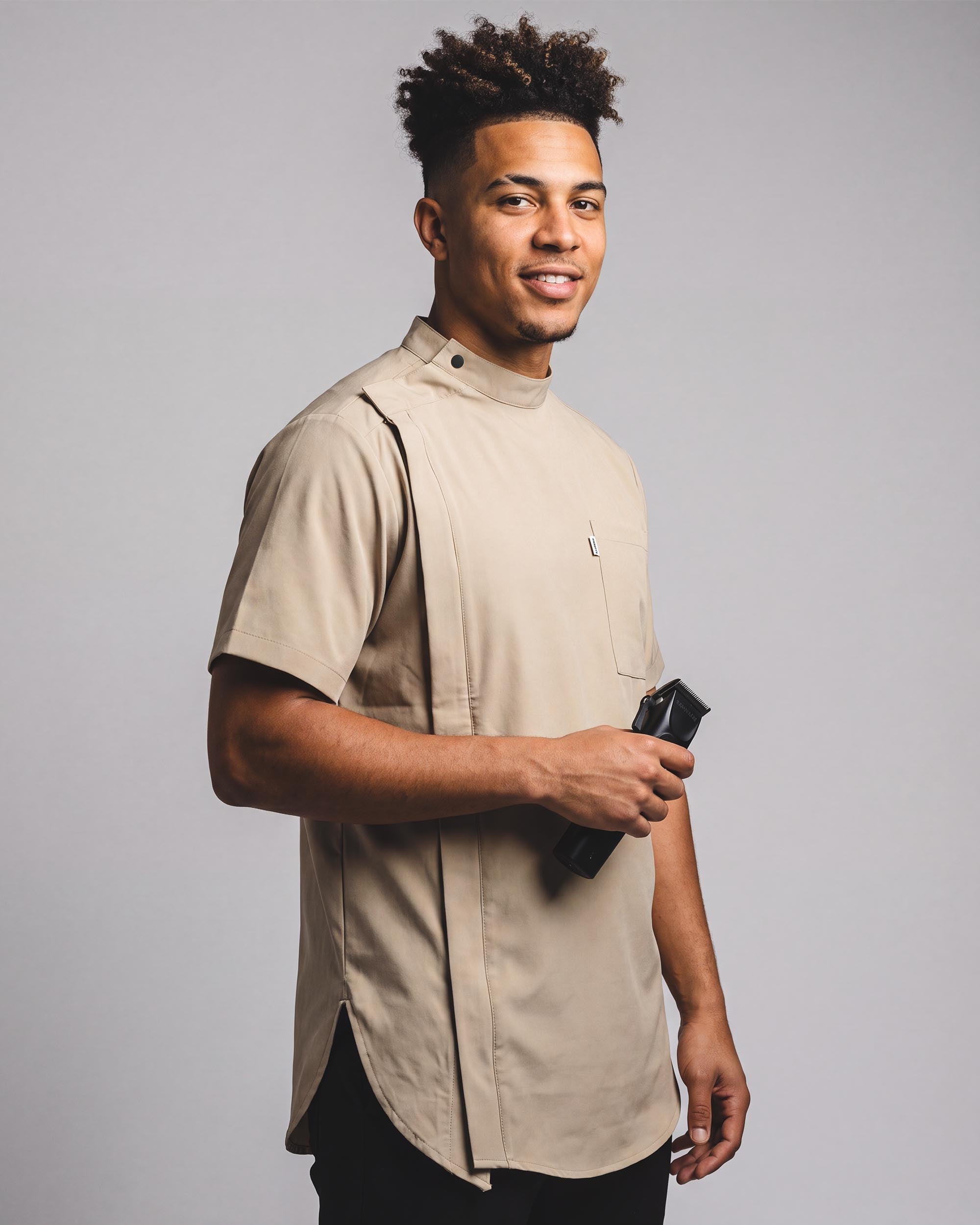Sand Scoop Bottom Barber Smock - front