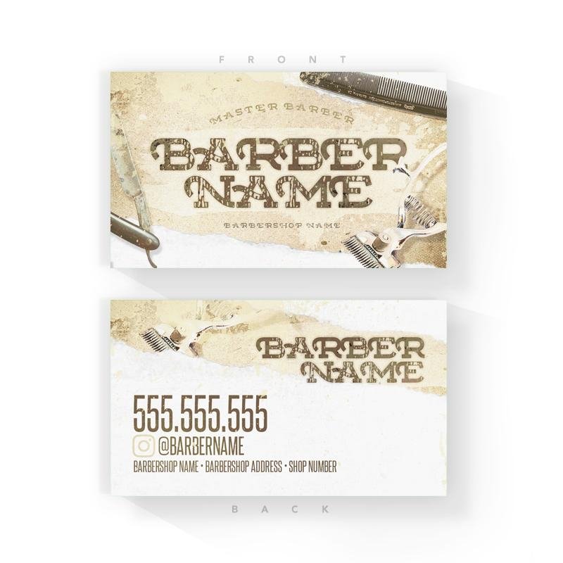 Antique Barber Business Cards (2x3.5 inches) - Illuzien