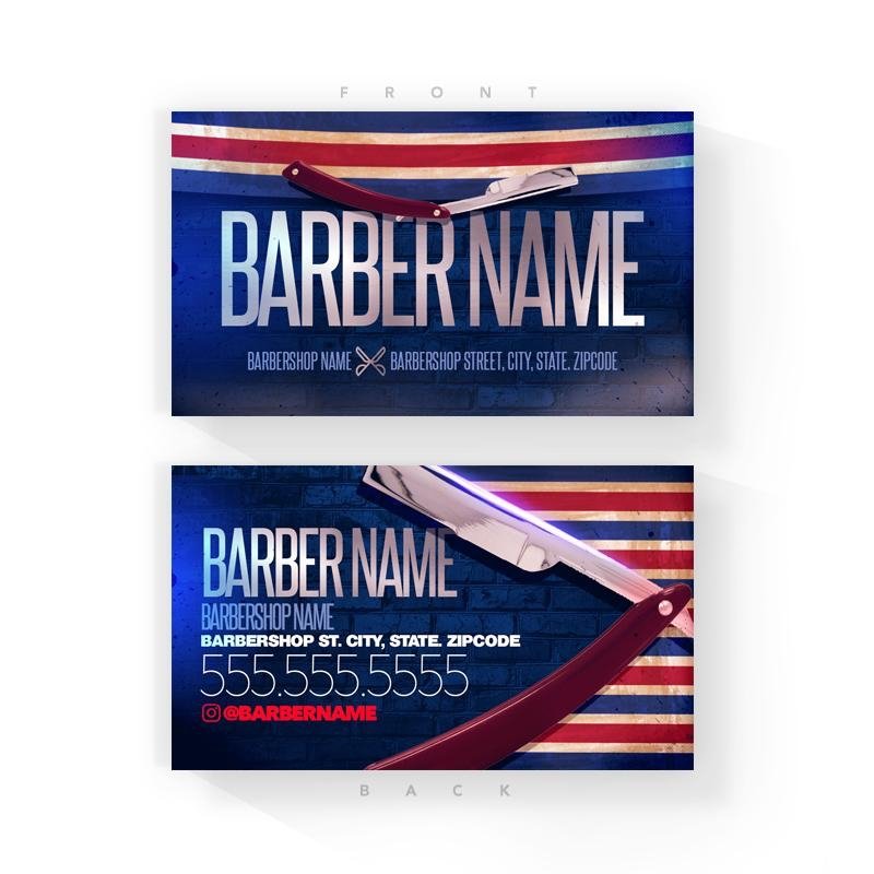 Barber Striped Barber Business Cards (2x3.5 inches) - Illuzien
