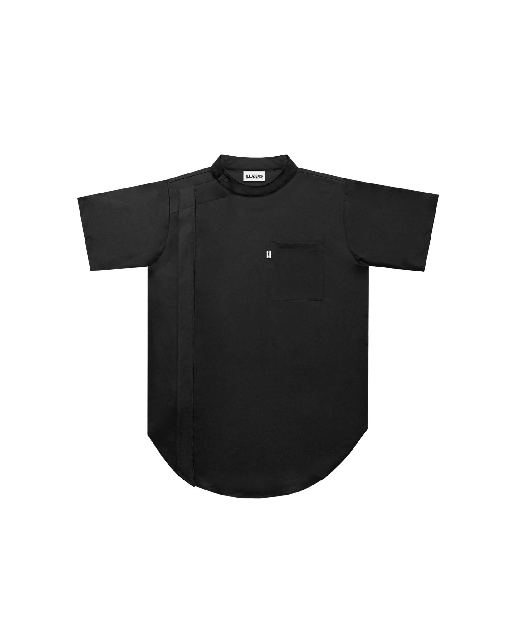 Black Scoop Bottom Barber Smock - Illuzien