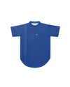 Cobalt Blue Scoop Bottom Barber Smock - Illuzien