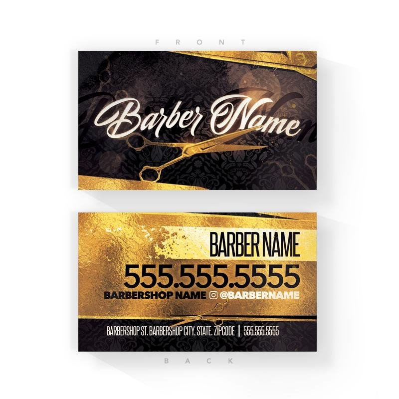 Golden Shear Barber Business Cards (2x3.5 inches) - Illuzien