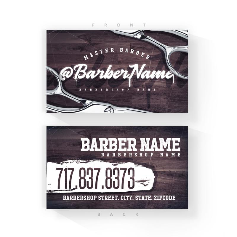 Wood Grain Barber Business Cards (2x3.5 inches)